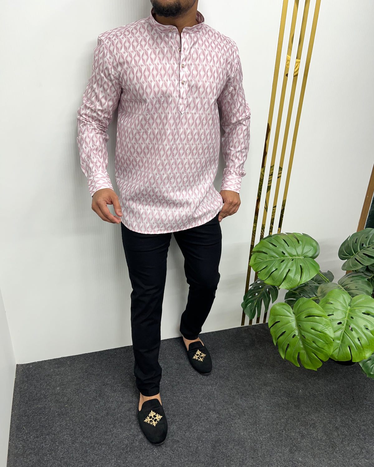 Jari Fabric Printed Premium Short Kurta