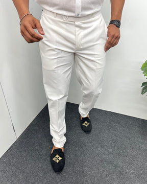 White Heavy Quality Linen Blend Formal Pant